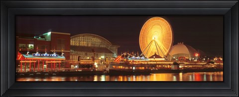 Framed Night Navy Pier Chicago IL USA Print