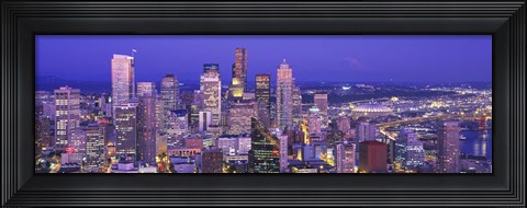 Framed USA, Washington, Seattle, cityscape at dusk Print