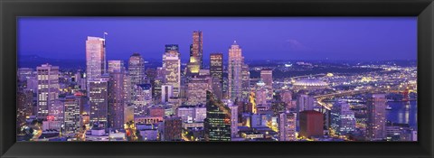 Framed USA, Washington, Seattle, cityscape at dusk Print