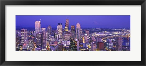Framed USA, Washington, Seattle, cityscape at dusk Print