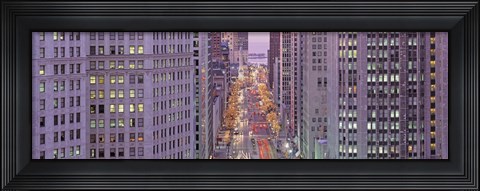 Framed Aerial View Of An Urban Street, Michigan Avenue, Chicago, Illinois, USA Print