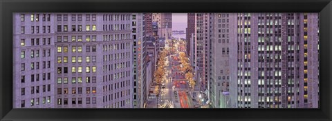 Framed Aerial View Of An Urban Street, Michigan Avenue, Chicago, Illinois, USA Print