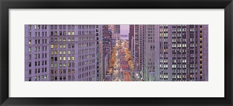 Framed Aerial View Of An Urban Street, Michigan Avenue, Chicago, Illinois, USA Print