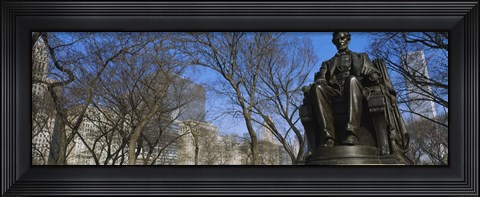 Framed Low angle view of a statue of Abraham Lincoln in a park, Grant Park, Chicago, Illinois, USA Print