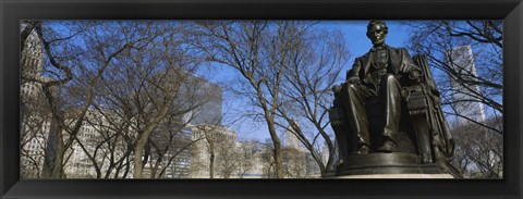 Framed Low angle view of a statue of Abraham Lincoln in a park, Grant Park, Chicago, Illinois, USA Print