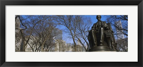 Framed Low angle view of a statue of Abraham Lincoln in a park, Grant Park, Chicago, Illinois, USA Print