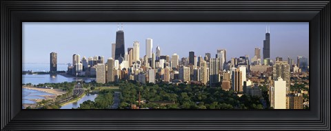 Framed Skyline with Hancock Building and Sears Tower, Chicago, Illinois Print