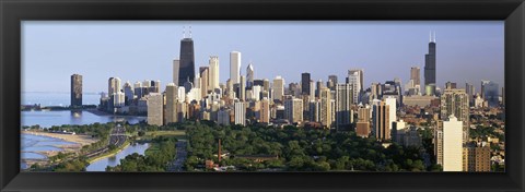 Framed Skyline with Hancock Building and Sears Tower, Chicago, Illinois Print