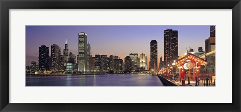 Framed View Of The Navy Pier And Skyline, Chicago, Illinois, USA Print