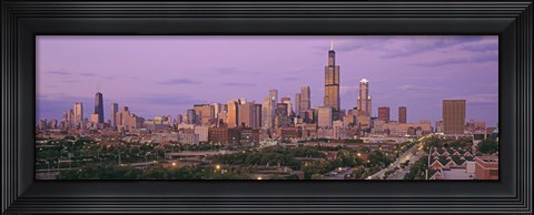 Framed View Of A Cityscape At Twilight, Chicago, Illinois, USA Print