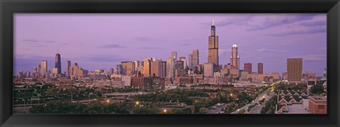 Framed View Of A Cityscape At Twilight, Chicago, Illinois, USA Print