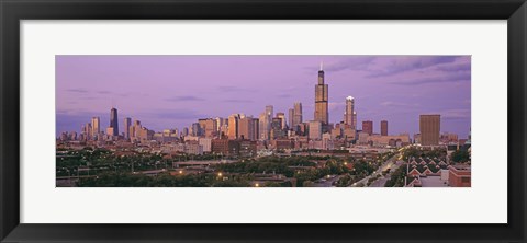 Framed View Of A Cityscape At Twilight, Chicago, Illinois, USA Print