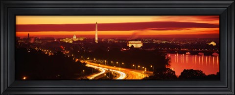 Framed Sunset, Aerial, Washington DC, District Of Columbia, USA Print