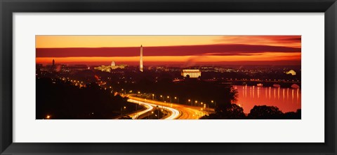 Framed Sunset, Aerial, Washington DC, District Of Columbia, USA Print