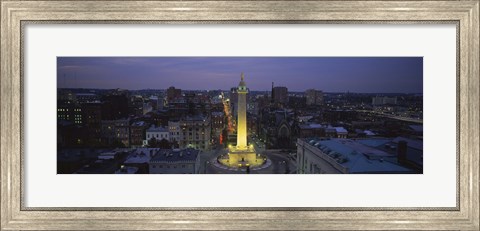 Framed High angle view of a monument, Washington Monument, Mount Vernon Place, Baltimore, Maryland, USA Print