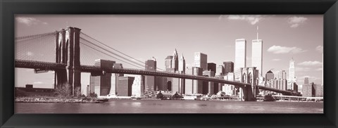 Framed Brooklyn Bridge, Hudson River, NYC, New York City, New York State, USA Print