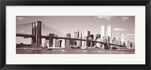 Framed Brooklyn Bridge, Hudson River, NYC, New York City, New York State, USA Print