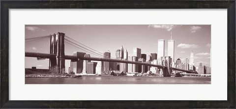 Framed Brooklyn Bridge, Hudson River, NYC, New York City, New York State, USA Print