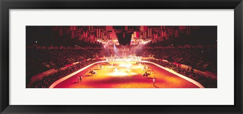 Framed Group of people performing with horses in a stadium, 100th Stock Show And Rodeo, Fort Worth, Texas, USA Print