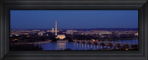 Framed Bridge Over A River, Washington Monument, Washington DC, District Of Columbia, USA Print