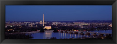 Framed Bridge Over A River, Washington Monument, Washington DC, District Of Columbia, USA Print