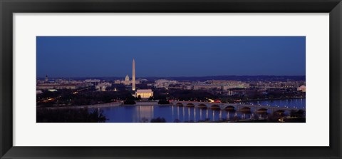 Framed Bridge Over A River, Washington Monument, Washington DC, District Of Columbia, USA Print