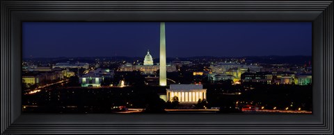 Framed Buildings Lit Up At Night, Washington Monument, Washington DC, District Of Columbia, USA Print