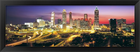 Framed Skyline, Evening, Dusk, Illuminated, Atlanta, Georgia, USA, Print