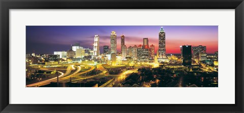 Framed Skyline, Evening, Dusk, Illuminated, Atlanta, Georgia, USA, Print