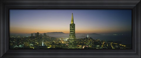 Framed Transamerica Pyramid Lit Up at Dusk, San Francisco, California Print