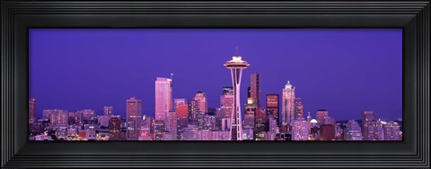 Framed USA, Washington, Seattle, night Print