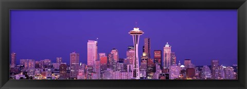 Framed USA, Washington, Seattle, night Print