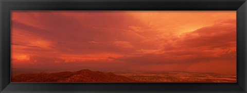 Framed Storm clouds over mountains at sunset, South Mountain Park, Phoenix, Arizona, USA Print