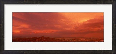 Framed Storm clouds over mountains at sunset, South Mountain Park, Phoenix, Arizona, USA Print