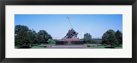 Framed War memorial with Washington Monument in the background, Iwo Jima Memorial, Arlington, Virginia, USA Print