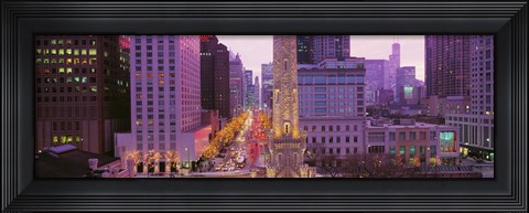 Framed Twilight, Downtown, City Scene, Loop, Chicago, Illinois, USA Print