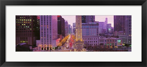 Framed Twilight, Downtown, City Scene, Loop, Chicago, Illinois, USA Print