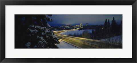 Framed Winding road running through a snow covered landscape, Anchorage, Alaska, USA Print