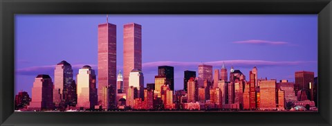 Framed Manhattan skyline with the Twin Towers, New York City, New York State, USA Print