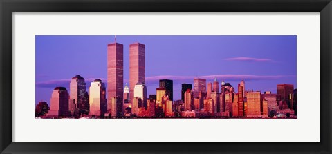 Framed Manhattan skyline with the Twin Towers, New York City, New York State, USA Print