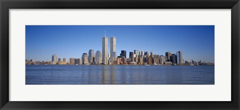 Framed Skyscrapers at the waterfront, World Trade Center, Lower Manhattan, Manhattan, New York City, New York State, USA Print