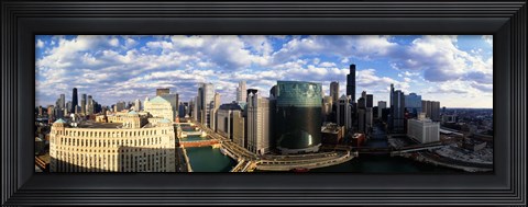 Framed Aerial View of Chicago and river Print