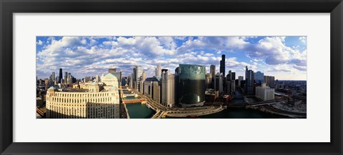 Framed Aerial View of Chicago and river Print