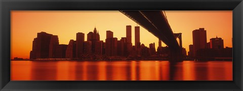 Framed USA, New York, East River and Brooklyn Bridge Print