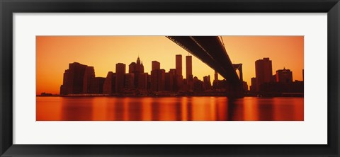 Framed USA, New York, East River and Brooklyn Bridge Print