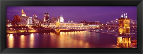 Framed USA, Ohio, Cincinnati, night Print