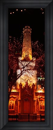 Framed Night, Old Water Tower, Chicago, Illinois, USA Print