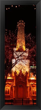 Framed Night, Old Water Tower, Chicago, Illinois, USA Print
