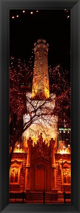 Framed Night, Old Water Tower, Chicago, Illinois, USA Print