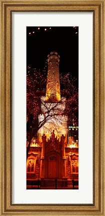 Framed Night, Old Water Tower, Chicago, Illinois, USA Print